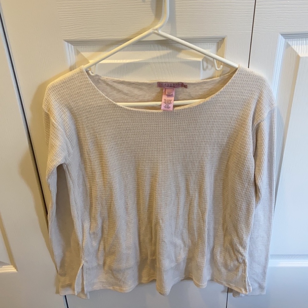 Calypso St. Barth Women’s Tan/ Cream Long-Sleeve Waffle Shirt S